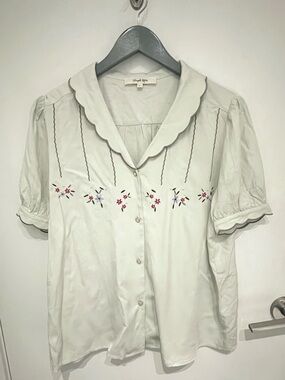 Girly Scalloped Collar Short Sleeve Blouse